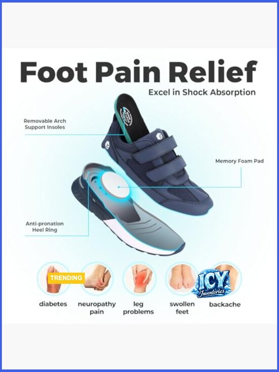 Extra Wide Hook and Loop Walking Shoes for Swollen Feet Neuropathy